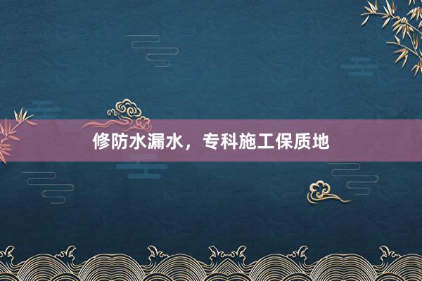 修防水漏水，专科施工保质地