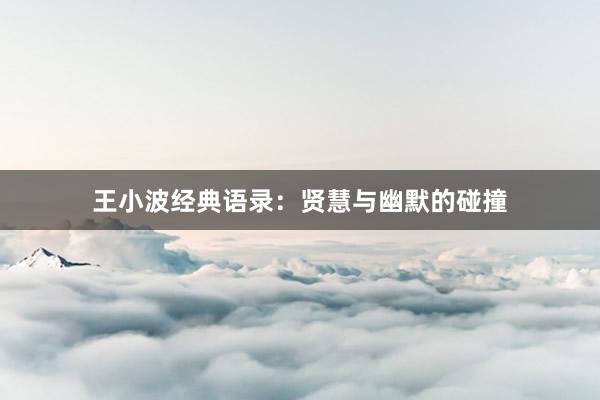 王小波经典语录：贤慧与幽默的碰撞